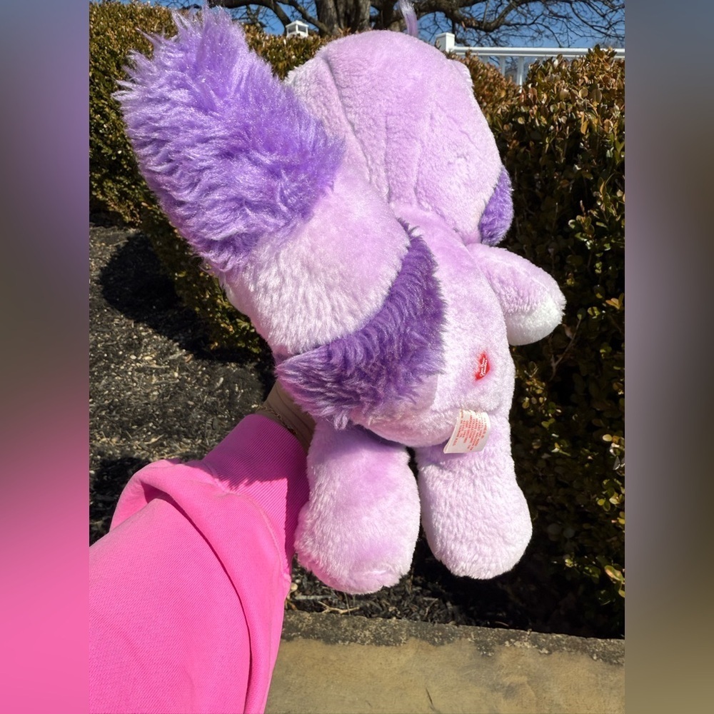 Vintage Care Bear Cousin 13” 1984 Bright Heart Raccoon Plush Purple - Picture 4 of 6